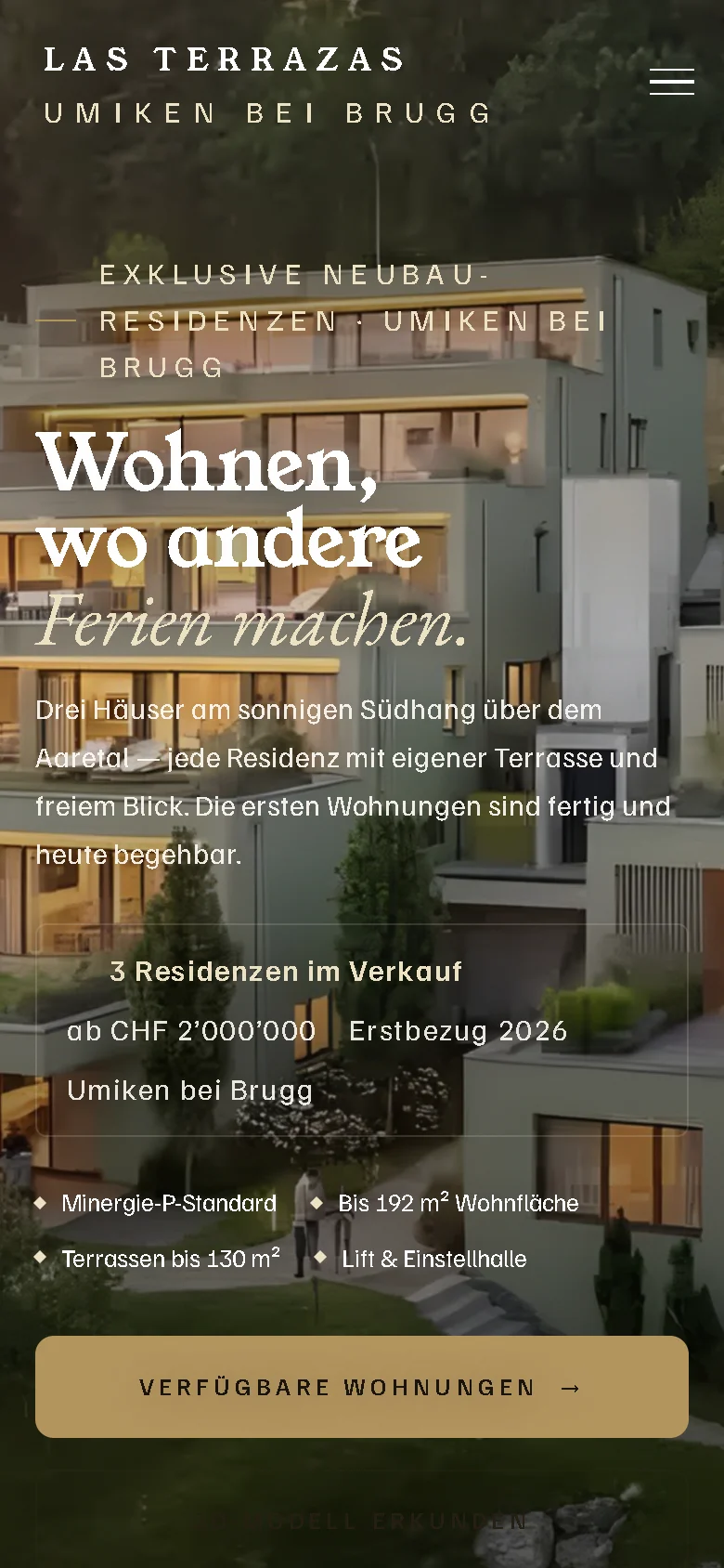 Website von Las Terrazas, Handy-Ansicht