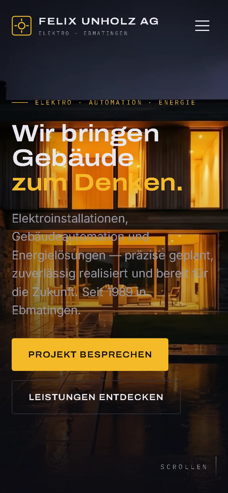 Website von Unholz, Handy-Ansicht